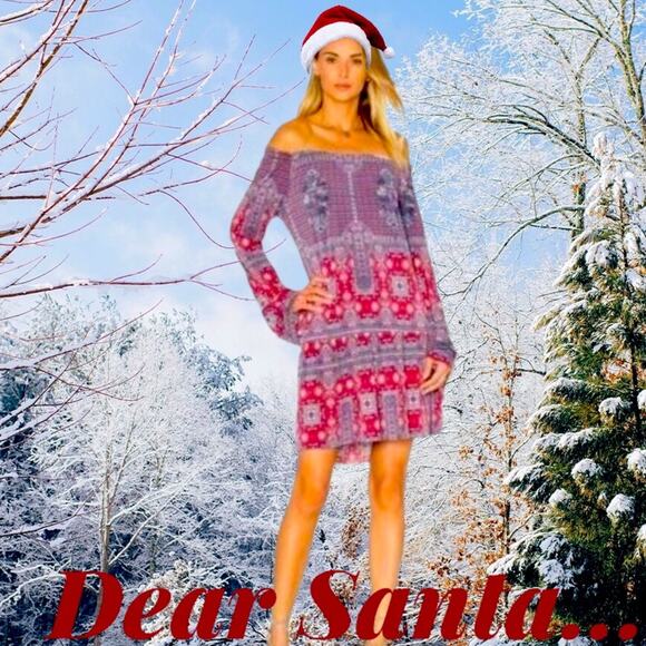 BCBGeneration Chili Pepper Off Shoulder Shift Dress Large - Picture 1 of 16